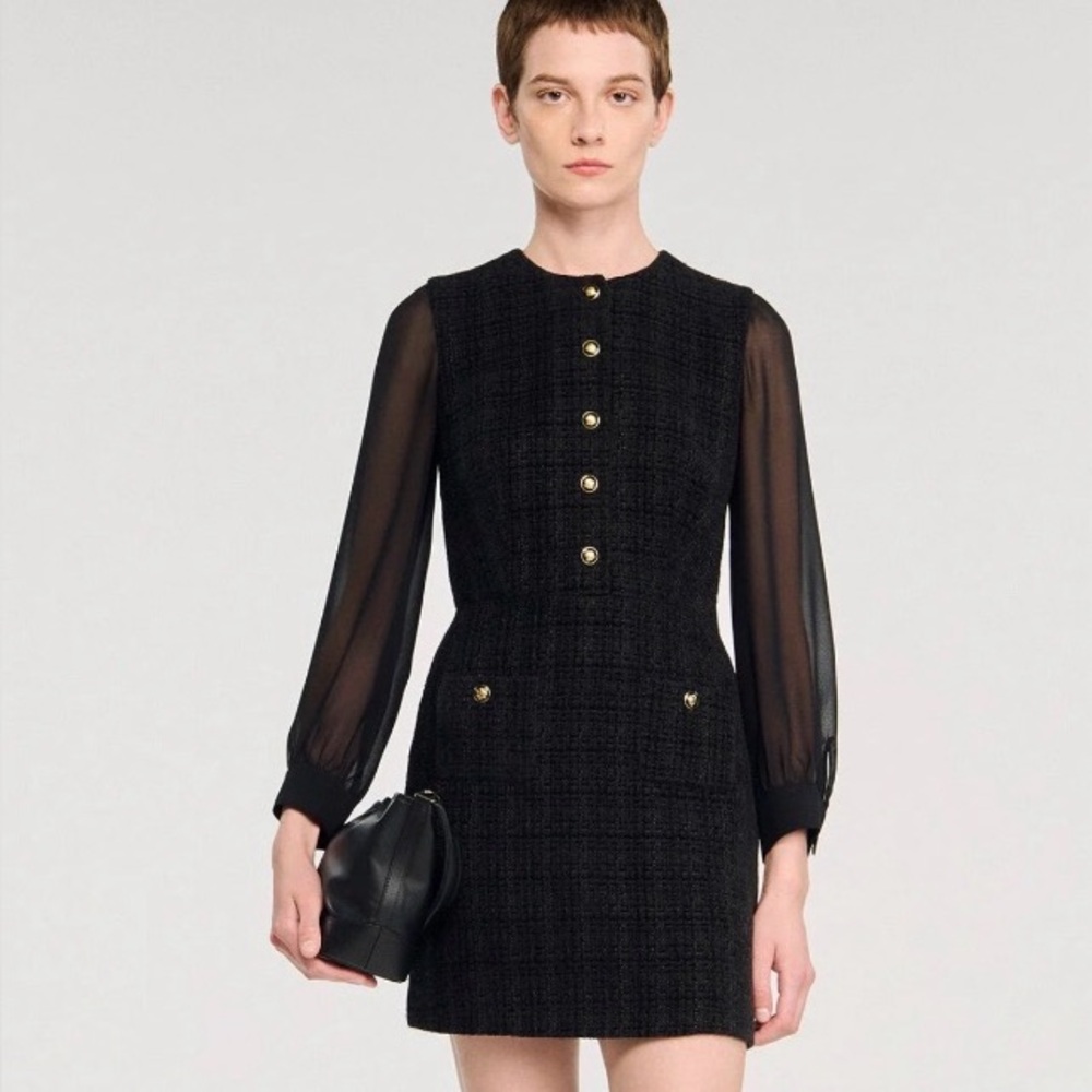 Sandro Long Sleeved Mini Dress